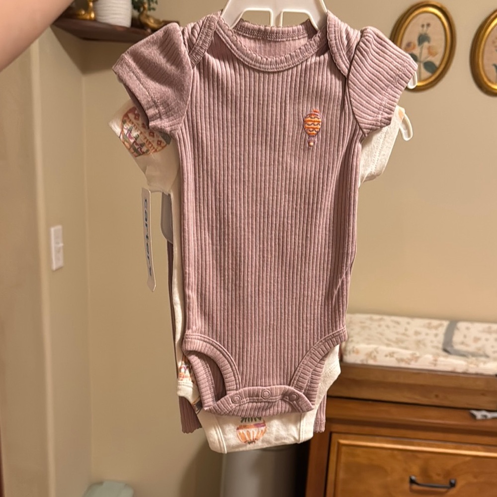Purple and Cream Baby Onesies Set
